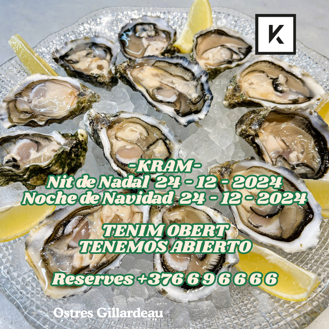 Restaurant KRAM 🍽️ 🎄 La nit de Nadal (el dia 24) tenim obert! 🎄 Aquest Nadal, el Restaurant KRAM et convida a celebrar la nit de Nadal amb nosaltres. El 24 de desembre tindrem obert com sempre, així que reserva la teva taula per gaudir d'un sopar a la carta en un ambient acollidor i festiu. No et perdis l'oportunitat de gaudir dels nostres plats tradicionals nadalencs! --- 🎄 En Nochebuena (el día 24) tenemos abierto normalmente!🎄 Esta Navidad, el Restaurante KRAM te invita a celebrar la Nochebuena con nosotros. El 24 de diciembre estaremos abiertos como siempre, así que reserva tu mesa para disfrutar de una cena a la carta en un ambiente acogedor y festivo. ¡No te pierdas la oportunidad de disfrutar de nuestras delicias culinarias navideñas! #Nadal #RestaurantKRAM #NitDeNadal #Nochebuena #Navidad #CenaNavideña #ReservasKRAM #MenjarNadal #NavidadEnKRAM #CuinaDeNadal #SoparDeNadal #Festivitats #CulinariaFestiva #AmbientAcollidor #NadalKRAM