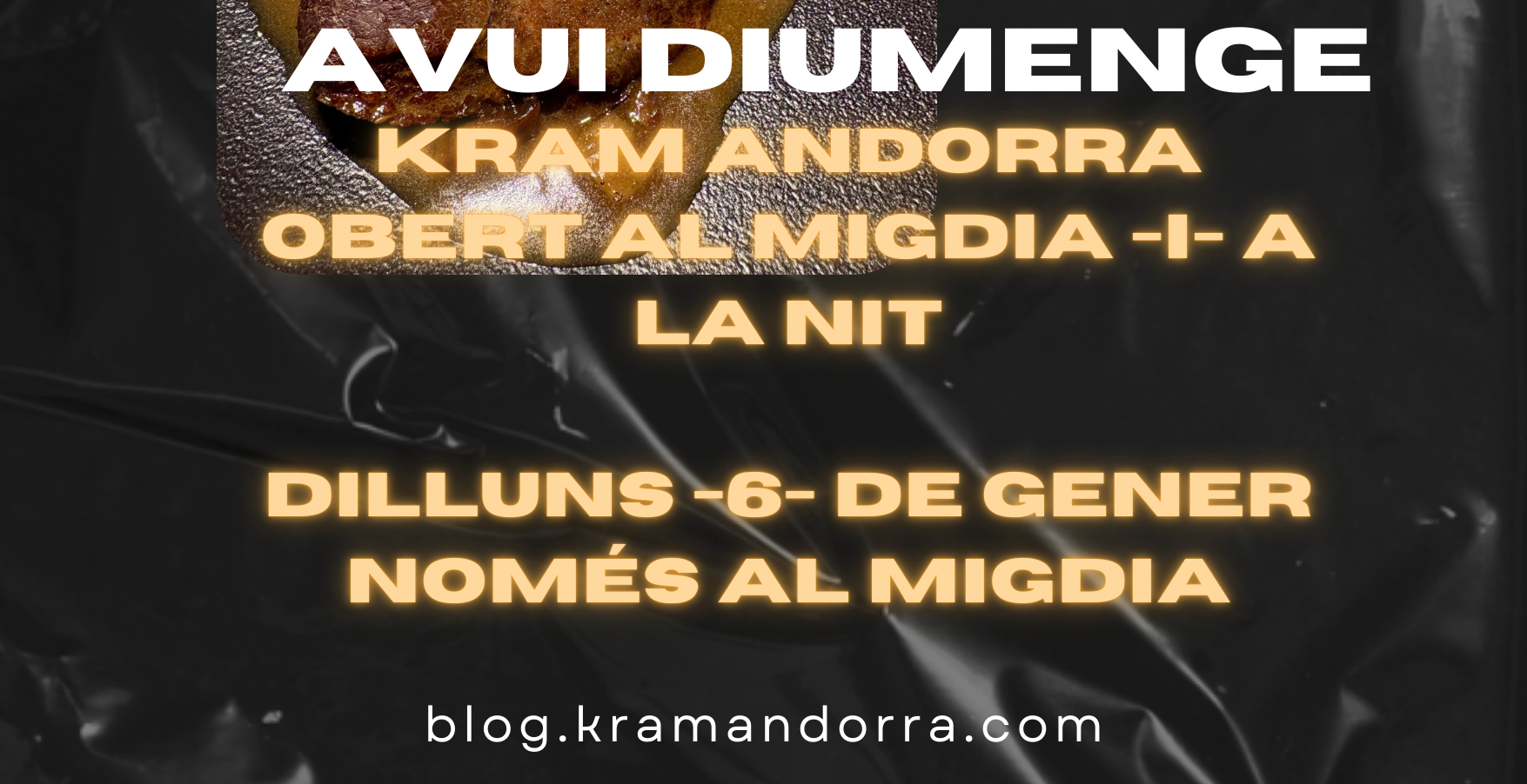 ✨ Avui diumenge, el Restaurant KRAM obre al migdia i a l’hora de sopar! Vine a gaudir d’un dinar i un sopar deliciós i comparteix moments inoblidables amb els teus éssers estimats. Estem aquí per oferir-te una experiència gastronòmica única que no oblidaràs! Dilluns dia 6 només obrim al matí i al migdia. (A la nit tancat) #RestaurantKRAM #ObrimAlMigdia #Diumenge #Gastronomia #MenjarDeliciós #MomentsInoblidables #CuinaDeQualitat #Dinar #ExperiènciaGastronòmica #ElMillorMenjar #DiumengeDeDinar #TardaEspecial #Sabor #ProductesFrescos #CompartirMoments