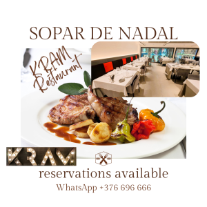 Celebra el teu menjar o sopar d'empresa de Nadal al Restaurant KRAM ANDORRA. Gastronomia excel·lent, servei acollidor i bon ambient en un entorn privilegiat a Andorra la Vella. Al centre comercial d’Andorra la Vella. Després de sopar no has d’agafar el cotxe i pots anar a ballar o al Gran Casino d’Andorra la Vella o a qualsevol lloc a peu.  📲 Per a més informació i reserves per WhatsApp  +376 696 666 #AndorraKRAM #CenasDeEmpresa #NavidadAndorra #Soparsdenadal #Soparsdempresa